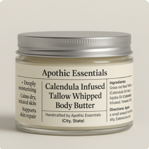 Calendula infused tallow whipped body butter 2oz